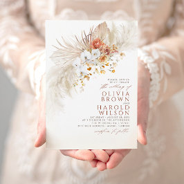 Terracotta en White Flowers Exotic Boho Wedding Kaart