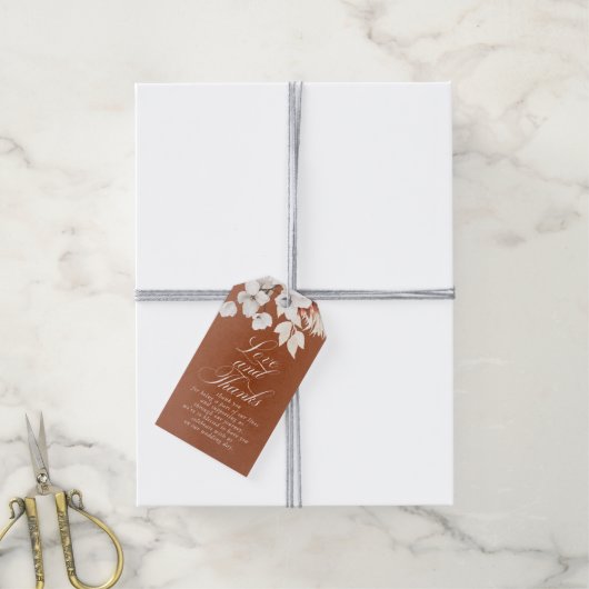 Terracotta en White Flowers Love and Bedankt Cadeaulabel (Met Touw)