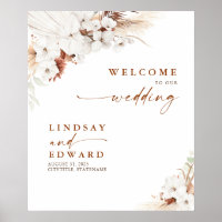 Terracotta en White Flowers Wedding Welcome Sign