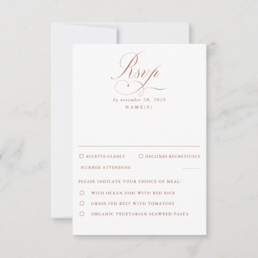 Terracotta en White Modern Minimal Wedding RSVP (Voorkant)