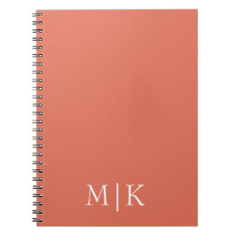 Terracotta en White | Modern monogram Notitieboek