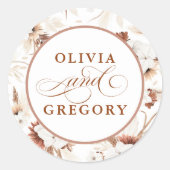 Terracotta en White Orchid Flowers Boho Wedding Ronde Sticker (Voorkant)