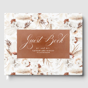 Terracotta en White Orchids Floral Boho Wedding Gastenboek