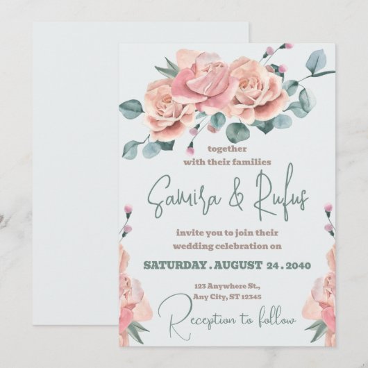 Terracotta en White Orchids Flowers Boho Wedding Kaart (Voorkant / Achterkant)