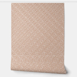 Terracotta en wit Grieks sleutelpatroon Behang