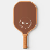 Terracotta en wit | Modern initialen monogram Pickleball Paddle (Voorkant)