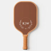 Terracotta en wit | Modern initialen monogram Pickleball Paddle (Achterkant)