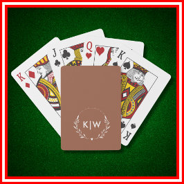 Terracotta en wit | Modern initialen monogram Pokerkaarten