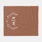 Terracotta en Wit | Modern Monogram Initiaal Fleece Deken (Voorkant (Horizontaal))
