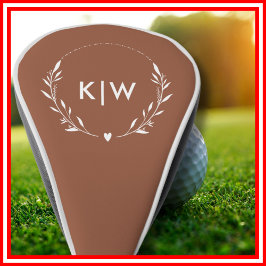 Terracotta en Wit | Modern Monogram Initiaal Golfheadcover