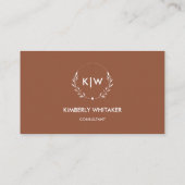 Terracotta en Wit | Modern Monogram Initiaal Visitekaartje (Achterkant)