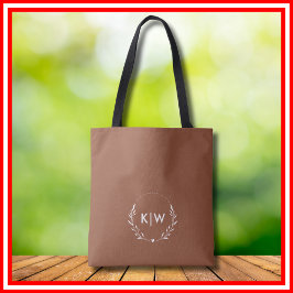 Terracotta en Wit | Moderne Initialen Monogram Tote Bag