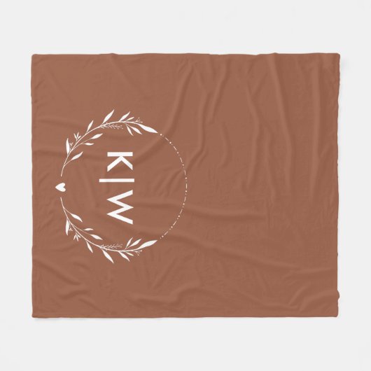 Terracotta en wit | Monogram moderne Initialen Fleece Deken (Voorkant (Horizontaal))