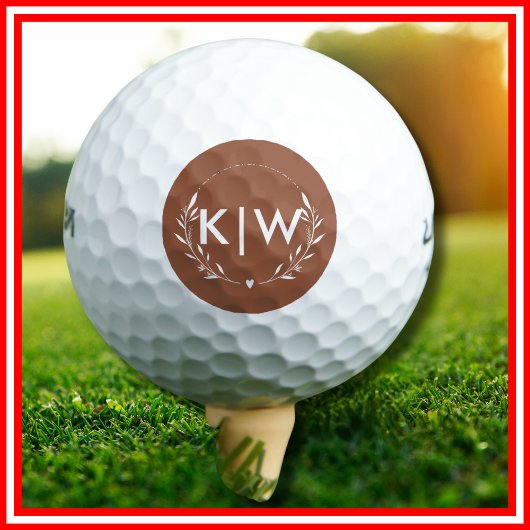 Terracotta en wit | Monogram moderne Initialen Golfballen