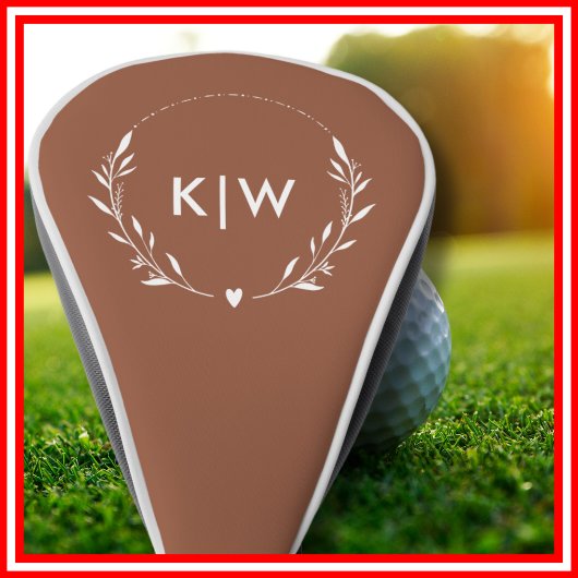 Terracotta en wit | Monogram moderne Initialen Golfheadcover