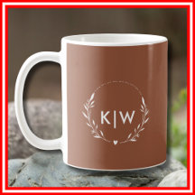 Terracotta en wit | Monogram moderne Initialen