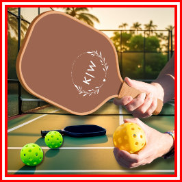 Terracotta en wit | Monogram moderne Initialen Pickleball Paddle