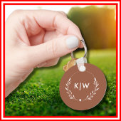 Terracotta en wit | Monogram moderne Initialen Sleutelhanger