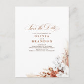 Terracotta en witte bloem Boho Save The Date Aankondigingskaart (Voorkant)