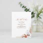 Terracotta en witte bloem Boho Save The Date Aankondigingskaart (Staand voorkant)