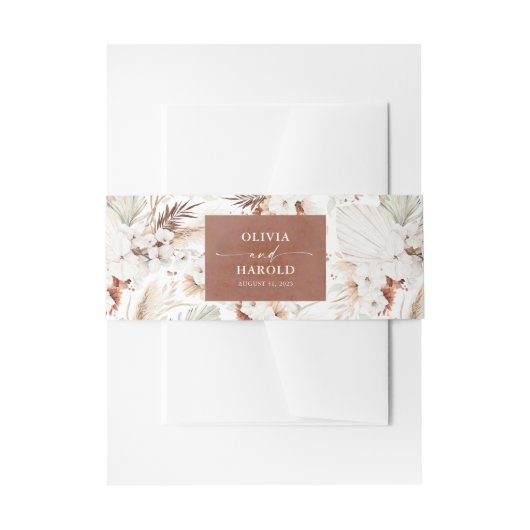 Terracotta en witte bloemen Boho bruiloft Uitnodigingen Wikkel (Voorkant Voorbeeld)