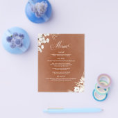 Terracotta en witte bloemen Boho bruiloftsmenu Flyer (Enkel)