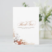 Terracotta en witte bloemen Boho dank je Bedankkaart (Staand voorkant)