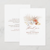 Terracotta en witte bloemen boho dank je bedankkaart (Voorkant / Achterkant)