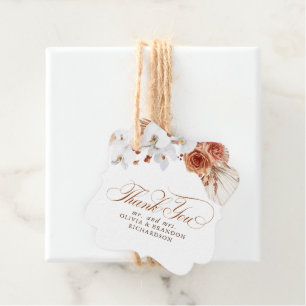 Terracotta en witte bloemen Boho dank je wel Bedankjes Labels