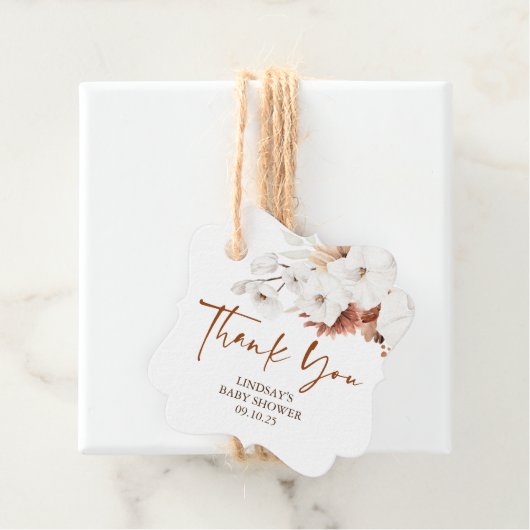 Terracotta en witte bloemen Boho dank je wel Bedankjes Labels (In situ)