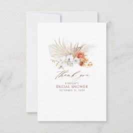 Terracotta en witte bloemen Boho dank je wel Bedankkaart