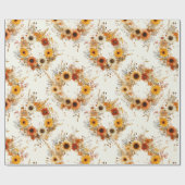 Terracotta en Witte Bloemen Botanische Boho Exotis Cadeaupapier (Vlak)