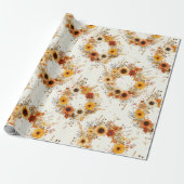 Terracotta en Witte Bloemen Botanische Boho Exotis Cadeaupapier (Uitgerold)