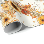 Terracotta en Witte Bloemen Botanische Boho Exotis Cadeaupapier (Rol Hoek)