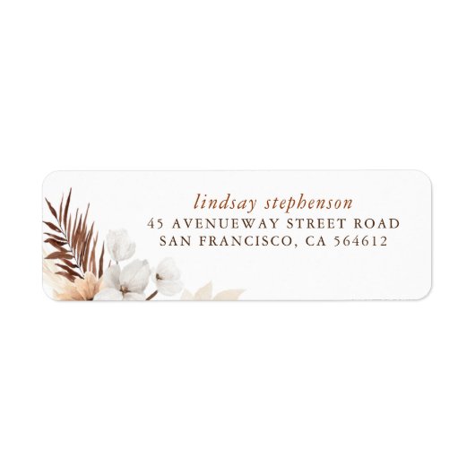 Terracotta en witte bloemen Elegant Boho Etiket (Voorkant)