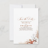 Terracotta en Witte Bloemen sparen de Datum Aankondiging (Voorkant)