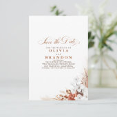 Terracotta en Witte Bloemen sparen de Datum Aankondiging (Staand voorkant)