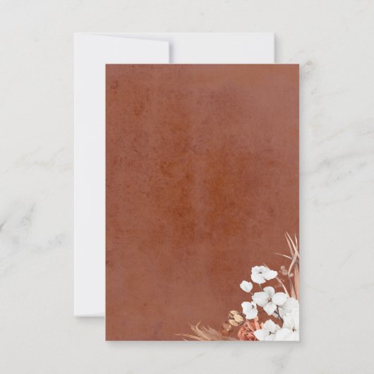 Terracotta en Witte Bloemen sparen de Datum Aankondiging (Achterkant)