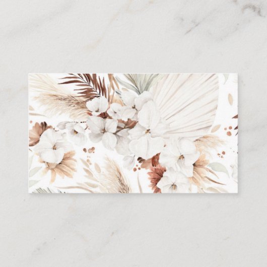 Terracotta en witte bloemen trouwwebsite informatiekaartje (Achterkant)
