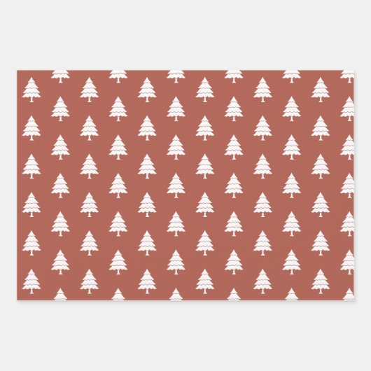 Terracotta en witte bomen inpakpapier vel (Voorkant 2)