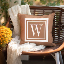 Terracotta en witte klassieke vierkante monogram