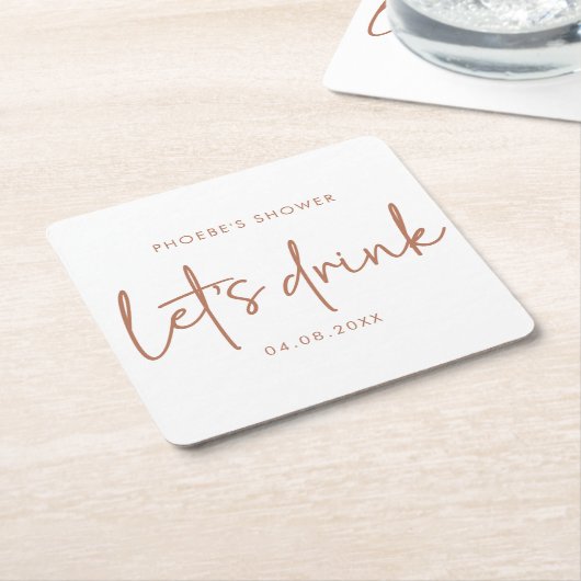 Terracotta en witte minimalistische douche Onderze Kartonnen Onderzetters (Schuin)