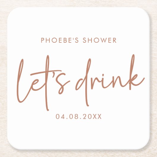 Terracotta en witte minimalistische douche Onderze Kartonnen Onderzetters (Voorkant)