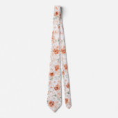 Terracotta en witte rozen halsdoek stropdas (Voorkant)