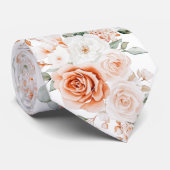 Terracotta en witte rozen halsdoek stropdas (Opgerold)