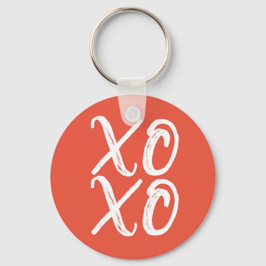 Terracotta en Witte XOXO Sleutelhanger (Voorkant)