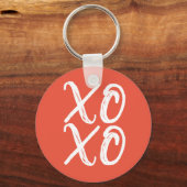 Terracotta en Witte XOXO Sleutelhanger (Voorkant)