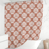 Terracotta en Witte Zeeschelp Kust Douchegordijn