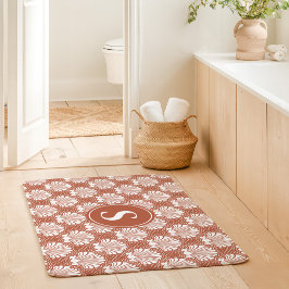 Terracotta en Witte Zeeschelp Kust Monogram Badmat