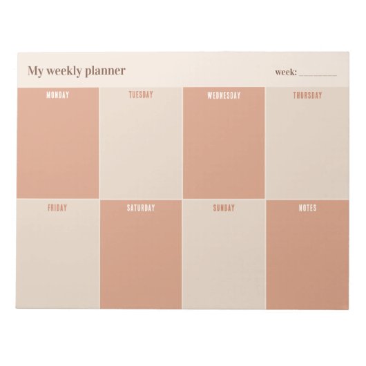 Terracotta en Zand Aangepaste weekplanner Notitieblok (Voorkant)